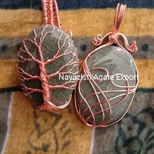 Colgantes de piedras preciosas envueltas en alambre, forma ovalada, cristales, joyería, venta al por mayor - Product Image 2