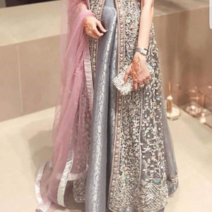 Robe longue au sol très élégante @ 2022, broderie brodée avec perles de verre de cristal, dbka, travail pour vêtements de fête, mariage - Product Image 1