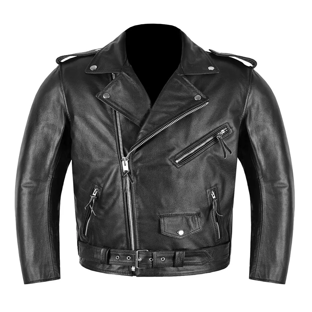 Men Leather Jacket With Protection Motorbike Biker Leather Jacket Quilted Pattern