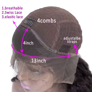 Luvin − perruque brésilienne naturelle, <span class=keywords><strong>cheveux</strong></span> de qualité Remy, <span class=keywords><strong>mi</strong></span>-<span class=keywords><strong>longs</strong></span>, 13x4, avec bonnet en dentelle, ondulée, avec baby-hairs, pour femmes - Product Image 4