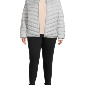 เสื้อแจ็คเก็ตพัฟฟี่กันน้ำสำหรับผู้หญิงแบบสั่งทำพิเศษ ปี 2020 พร้อมฮู้ด ปกเสื้อแบบลำลอง ผลิตตามแบบ OEM ผ้าเปลือกเรียบ ย้อมสีพื้น แต่งลูกไม้ - Product Image 1