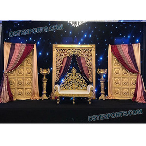 Decoración Glamorosa para Bodas Indias, Magnífico Escenario para Bodas Indias, Decoración de Escenario para Bodas con Temática Dorada Asiática, EE. UU., Reino Unido - Product Image 1