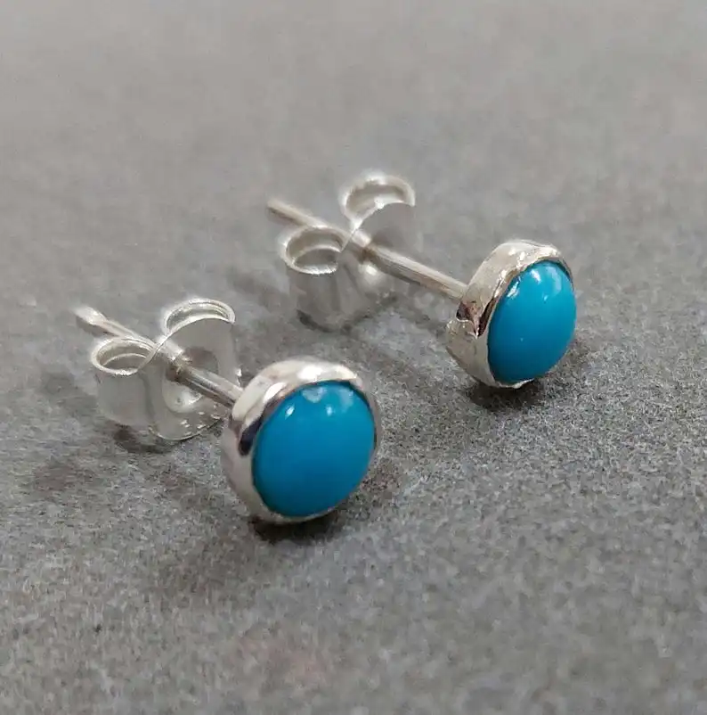 925 Silver Small Arizona Turquoise Studs Earring