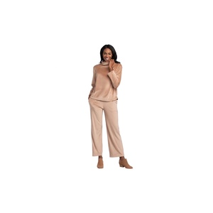 New Arrivals Winter Women's Funnel High Neck <b>Lounge</b> Style Comfort 2 Piece <b>Set</b> Velour Tracksuit Pullover Sweat Suits For Womens - Product Image 4
