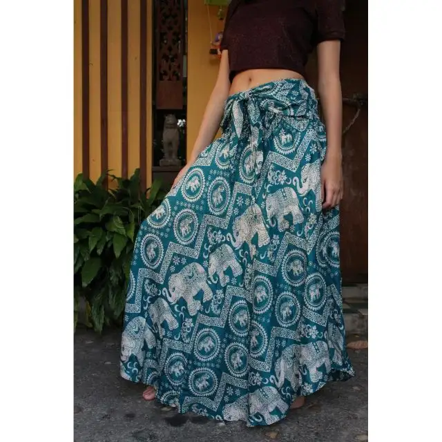 2020 New Arrival Digital Print Summer Long Maxi Skirts WomenのFloral Print A Line Full Length Skirts Custom Made Beach Skirt