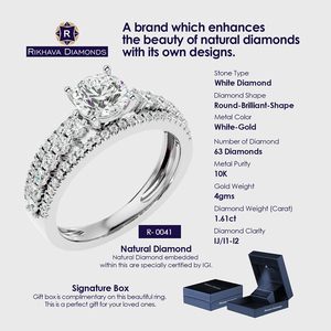 Rikhava Original 10K Oro blanco Solitario Anillo de diamantes de calidad premium Impresionantes anillos de diamantes Premium - Product Image 3