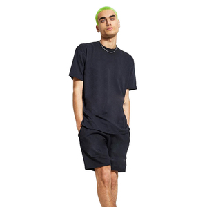 T-shirts et shorts en coton noir ensembles d'entraînement d'été costumes de jogging extensibles coupe-vent - Product Image 1