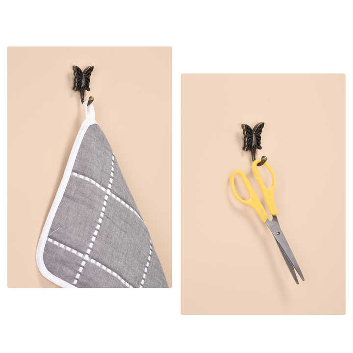 2.28" Length Metal Butterfly Shape Wall Mount Rustproof Clothes Towel Coat Hook Wall Mounted Square Toilet Kitchen Heavy Duty
