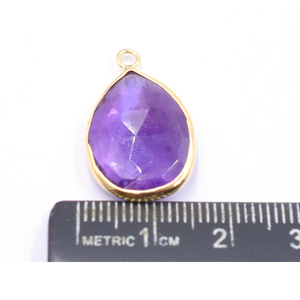 Colgante de Amatista con Base en Forma de Pera, Bisel de Plata, Chapado en Oro, para la Creación de Joyas - Product Image 3
