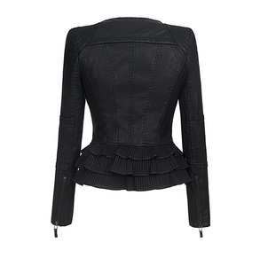 Chaqueta de motociclista con cierre de cremallera para mujer, de cuero de oveja Real, color negro, alta calidad, disponible en todos los colores, hecha en Pakistán - Product Image 2