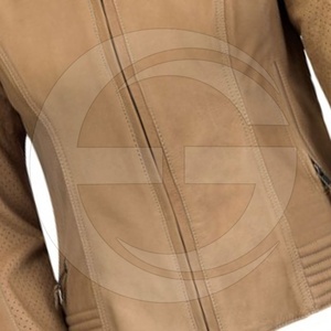 Femmes Lumière Tan Vintage Moto De Mode Veste En Cuir - Product Image 6