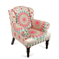Fauteuil à dossier haut rembourré en mousse, brodé de mandalas bohèmes, fait main, traditionnel, écologique, portable, multicolore
