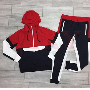 Survêtement à blocs de couleurs bicolores avec logo personnalisé pour hommes survêtement homme avec fermeture éclair - Product Image 6