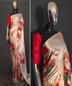 ผ้าจอร์เจียเจ็ตพิมพ์ลายดิจิทัลผ้าส่าหรีพร้อมเสื้อที่ไม่มีการเย็บเสื้อผ้าสำหรับงานปาร์ตี้ราคาขายส่ง - Product Image 5