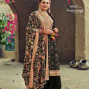 Gourgette पोशाक बहुत सुंदर कढ़ाई के साथ भारी कढ़ाई काम काम salvar नवीनतम पाकिस्तानी शैली पोशाक M द्वारा निर्माण