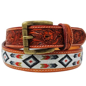 Cinturón occidental de cuero de vaca para hombres y mujeres, pulsera de cuero de vaca occidental con cuentas, hecho a mano, 100% - Product Image 1