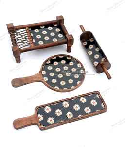 Bandeja DE SERVICIO DE MADERA elegante hecha a mano, decoración duradera y hecha a mano para el hogar, cocina, bodas y regalos - Product Image 3