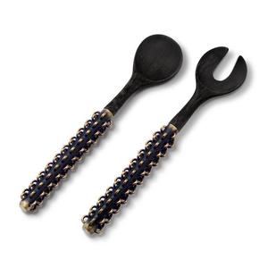 Ensemble de service de salade au design unique noir de haute qualité et ustensiles de service pour la décoration de mariage et de table - Product Image 1