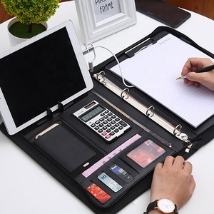 Máy Tính Bảng A4 A3 Kích Thước Giấy PU Da Padfolio Danh Mục Đầu Tư 3 O Ring Chất Kết Dính Tập Tin Thư Mục Với Dây Kéo Ngân Hàng Điện - Product Image 2