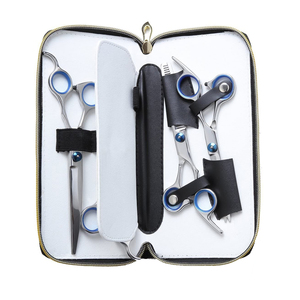 Juego de 4 tijeras para el cuidado del cabello, 1 cizalla de adelgazamiento de borde recto, 2 tijeras curvas de maquillaje, instrumentos quirúrgicos de base fuerte afilada - Product Image 2