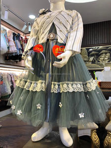 Rayure V koti avec fantaisie net robe nouveau parti porter fantaisie conception koti avec robe pour bébé fille - Product Image 5