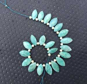 High Quality 21 Pieces 1 Strand Natural Amazonite Faceted Marquise Briolette Beads Green Color Handcrafted - Product Image 3
