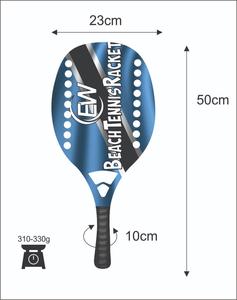 Raquettes de beach tennis avec face en fibre de carbone de 20 mm, poignée en fibre de carbone, filet en fibre de verre, poids 310-330 g, longueur 50 cm - Product Image 1