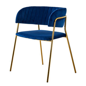 Comfortable Luxury Bedroom Furniture Lobby Fabric Iron Leg Hotel Arm Chairs Dining with Gold Metal Velvet Home Furniture Modern - Product Image 1