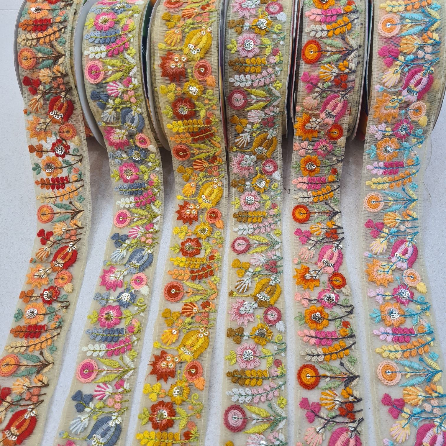 Custom Made Machine Embroidered Mirror Work for Weddings