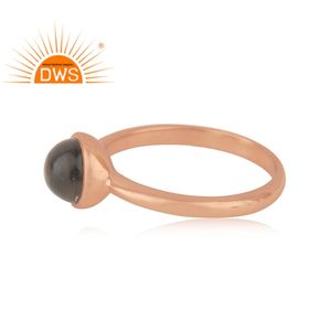 High Quality 925 Sterling Silver <b>Ring</b> <b>Rose</b> Gold Plated Jewelry Round Smoky <b>Quartz</b> Gemstone <b>Ring</b> Supplier Classic Collection - Product Image 3