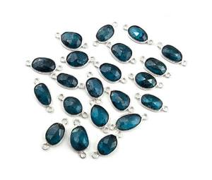 Conectores de bisel de gemas para pulsera, Plata de ley, Multi turmalina, forma libre, 8-12mm - Product Image 4