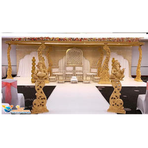 Estilo tradicional Paisley dorado FRP boda Mandap configuración Sri Lanka boda fibra Mandap decoración Pavo Real Pilar decoraciones - Product Image 1