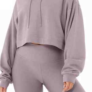 Customize Logo Wholesale Cropped Top <b>Hoodies</b> For woman Soft Fashion Casual Wear Half Ladies <b>Hoodies</b> - Product Image 6