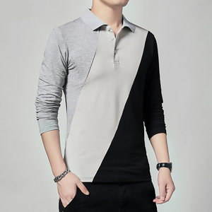 Camiseta elegante para hombre con cuello vuelto, diseño de triple tono, ajuste regular, ropa informal de verano, venta al por mayor a bajo precio, personalizada - Product Image 2