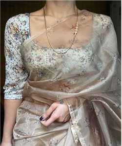 Sarees soie fête porter indien dernier concepteur femmes porter Sari avec chemisier japon Satin crêpe soie tissus doux impression numérique - Product Image 5