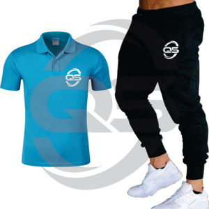 Men's summer slim casual suit breathable and comfortable two-piece youth POLO shirt outerwear - Product Image 3