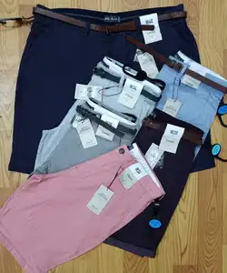 Yüksek son marka etiketleri erkek Chino pamuk yaz şort rahat kıyafetler katlanır şort pantolon ile kemer klasik bangladeş stok lot