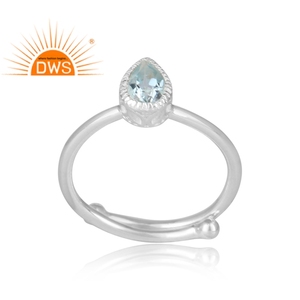 Handmade <b>925</b> Sterling <b>Silver</b> Jewelry Wholesaler Women's <b>Ring</b> Blue Topaz Gemstone Jewelry Manufacturer - Product Image 2