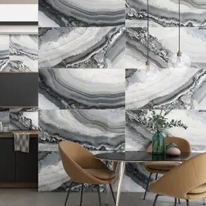 玛瑙高光泽釉面抛光瓷质地砖新设计MAGNUS系列600x1200毫米冰川深灰色印度制造