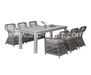 Bonito elegante de lujo al aire libre muebles de comedor PE Poly Rattan aluminio restaurante jardín sofá conjunto - Product Image 3
