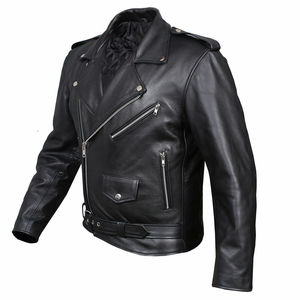 Chaqueta de cuero negro de piel de vaca genuina transpirable hecha a medida, chaqueta de motorista ajustada para hombre, motocicleta de invierno de talla grande - Product Image 6