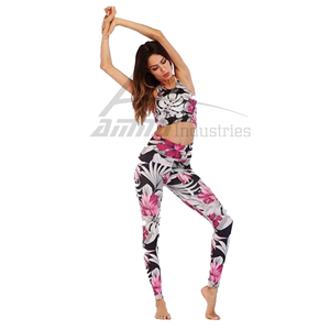 Wholesale Sports Wear Sublimation Printing Yoga Wear Ladies Sports Bra and <b>Leggings</b> Set - Product Image 2