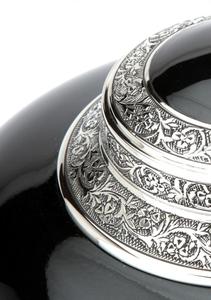 Urne funéraire en émail noir gravée pour cendres humaines adultes, urne commémorative en métal, récipient décoratif pour enterrement - Product Image 3