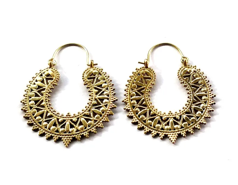 Unique Exotic Handmade Brass Hoop Earring Indian Fashion Brass Hoop Earring for Girl