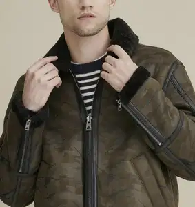 100% Genuine Leather Faux Shearling Coat Mens With Customized Design - Wholesale Price