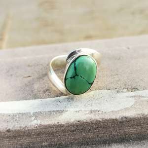 Bague turquoise verte naturelle 925 bijoux en argent sterling avec pierres précieuses approvisionnement en gros pour les femmes produit fait à la main - Product Image 3