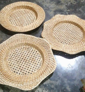 Bandeja DE SERVICIO DE CAÑA redonda de diseño, material natural en varios tamaños para uso doméstico y hotelero - Product Image 2
