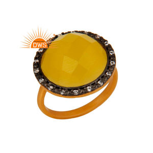 Bague de pierre de lune jaune à facettes en pierre précieuse, anneau de Cocktail en or plaqué argent 18 carats, fabricant de bijoux, livraison gratuite - Product Image 1