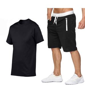 Mens Solid Grey T-Shirt <b>Shorts</b> Set Casual Sportswear Eco-Friendly Breathable Quick Dry Workout Gym Outfit Elastic Waist <b>Zipper</b> - Product Image 5