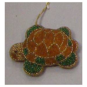 Christmas Hanging Ornament Turtle Shape With Beaded Works - Product Image 1